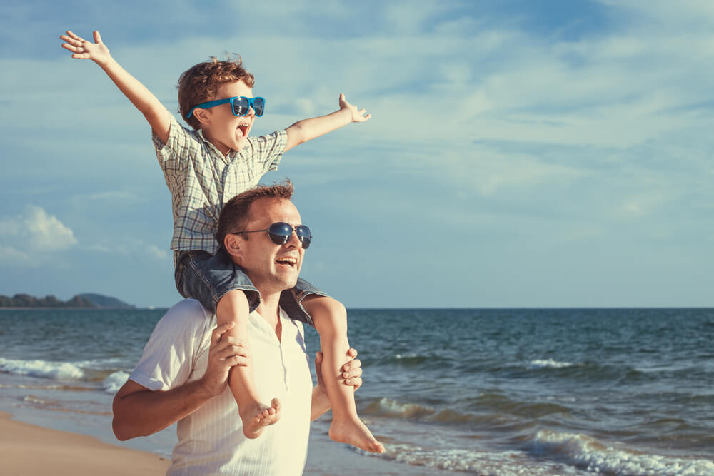 A father and son enjoying one of the numerous beaches found near Ocean Shores.