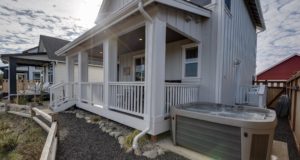 The front porch of an Ocean Shores cottage rental to relax on after horseback riding.