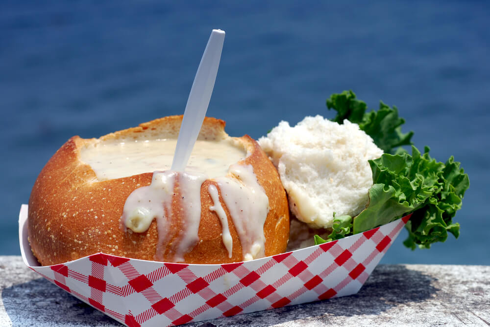 A bowl of clam chowder at the Ocean Shores Razor Clam Festival.