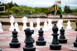 A giant chess set to play with at your Ocean Shores rental after checking out popular tourist activities.