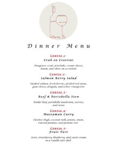 Winemakers Dinner *Dinner menu