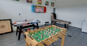 The game room of a rental in Ocean Shores, filled with things to do with kids.